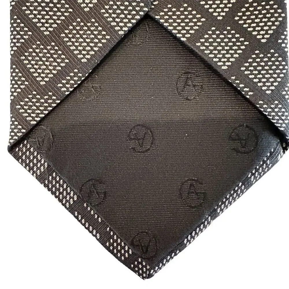 Giorgio‎ Armani Vintage Men's black Silver Geometric Silk Tie Made in Italy - Picture 10 of 15